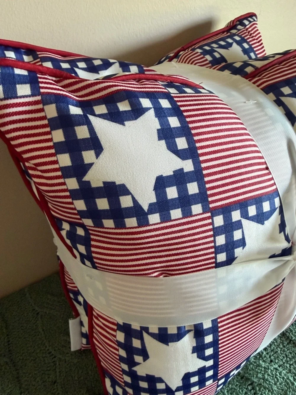 Martha Stewart Red White & Blue Patriotic Star 🇺🇸 Patchwork Throw Pillows NEW!